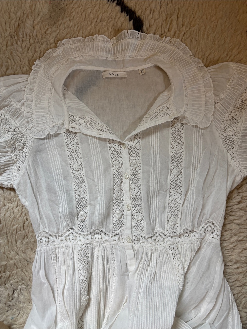 Doen Lace-Trim Cotton Dress with Peter Pan Collar - Picture 9 of 17